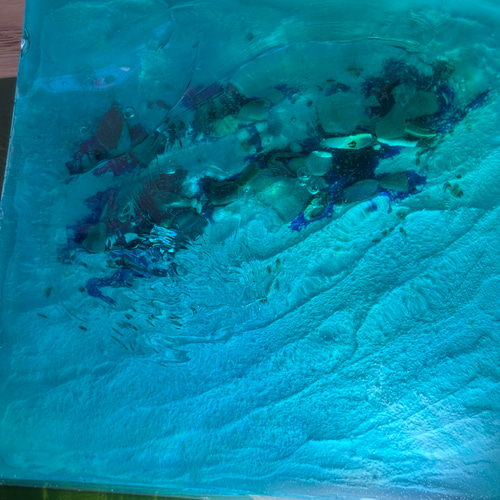 レジン 海アート さざなみ 波紋 砂紋 10×10cm ライト付