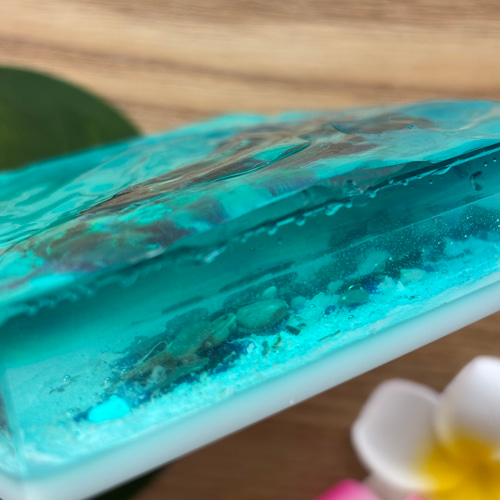 レジン 海アート さざなみ 波紋 砂紋 10×10cm ライト付