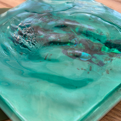 レジン 海アート さざなみ 波紋 砂紋 10×10cm ライト付