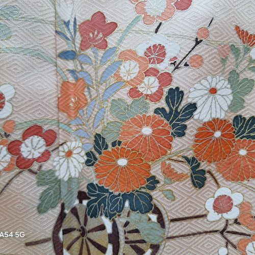 ワンタッチ着物 くらわん着物 正絹付け下げ訪問着リメイク くすみ淡