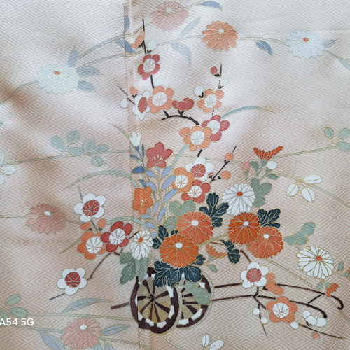 ワンタッチ着物 くらわん着物 正絹付け下げ訪問着リメイク くすみ淡