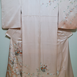 ワンタッチ着物 くらわん着物 正絹付け下げ訪問着リメイク くすみ淡