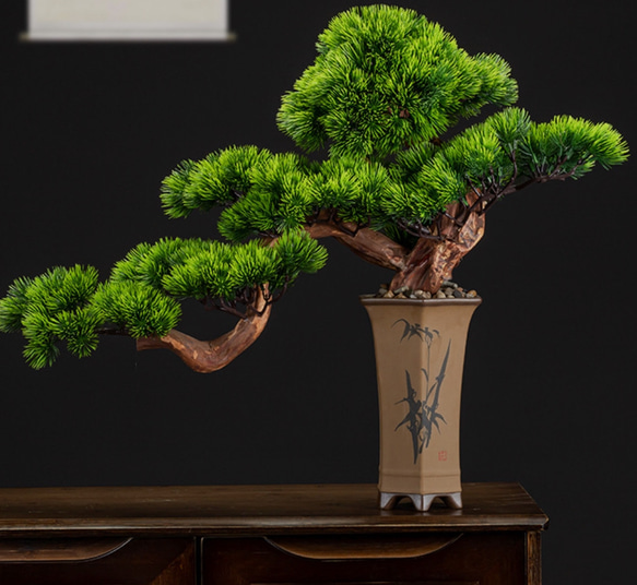 人工松盆栽 置物 フェイクグリーン 鉢植え装飾品 リビング・ホテル