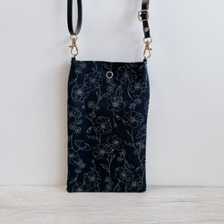 スマホショルダー フラワーアート×ブラック ベージュ/サコッシュポシェット スマホポーチ サブバッグ/合皮◎ギフト母の日 7枚目の画像