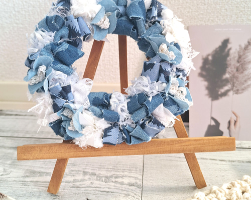 デニムリメイク☆デニムリース•フラワー☆Handmade 90bbfae4b91f38328b5e1df619e257