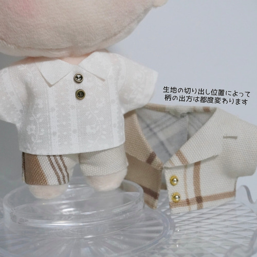 A148【ばにゃ様】10cmサイズ ぬい服 オーダー ジャケット風セットアップ 10cmぬい服 チェックジャケット（セットアップ選択可