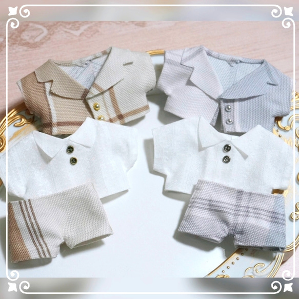 10cmぬい服 チェックジャケット（セットアップ選択可） ぬいぐるみ