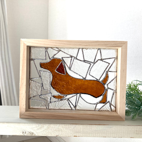 ステンドグラスパネル ダックスフンド【Creema限定】 その他置物 blue