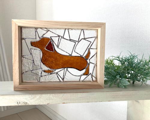 ステンドグラスパネル ダックスフンド【Creema限定】 その他置物 blue