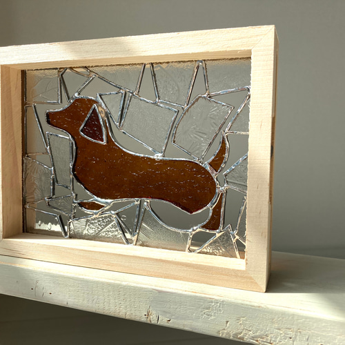 ステンドグラスパネル ダックスフンド【Creema限定】 その他置物 blue