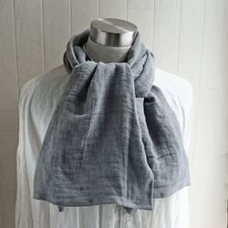 ❁ハンドメイドになります❁ 大判　アップリケベルギーリネンストール ❁ハンドメイドになります❁ 大判 アップリケベルギーリネンストール