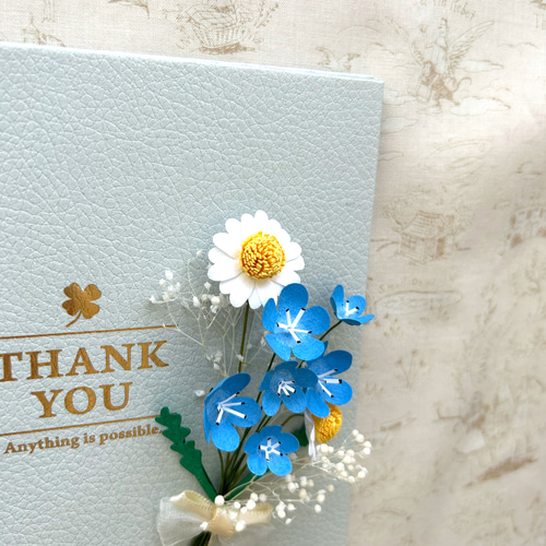 ペーパーフラワー】ネモフィラ・ミニスワッグ付き色紙 その他雑貨