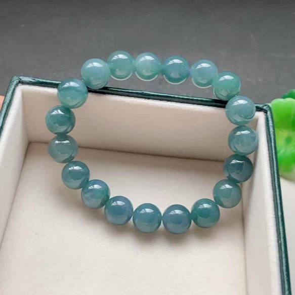 A貨　天然　ブルー翡翠 ヒスイ 本ヒスイ　ブレスレット A貨 天然 ブルー翡翠 ヒスイ 本ヒスイ ブレスレット
