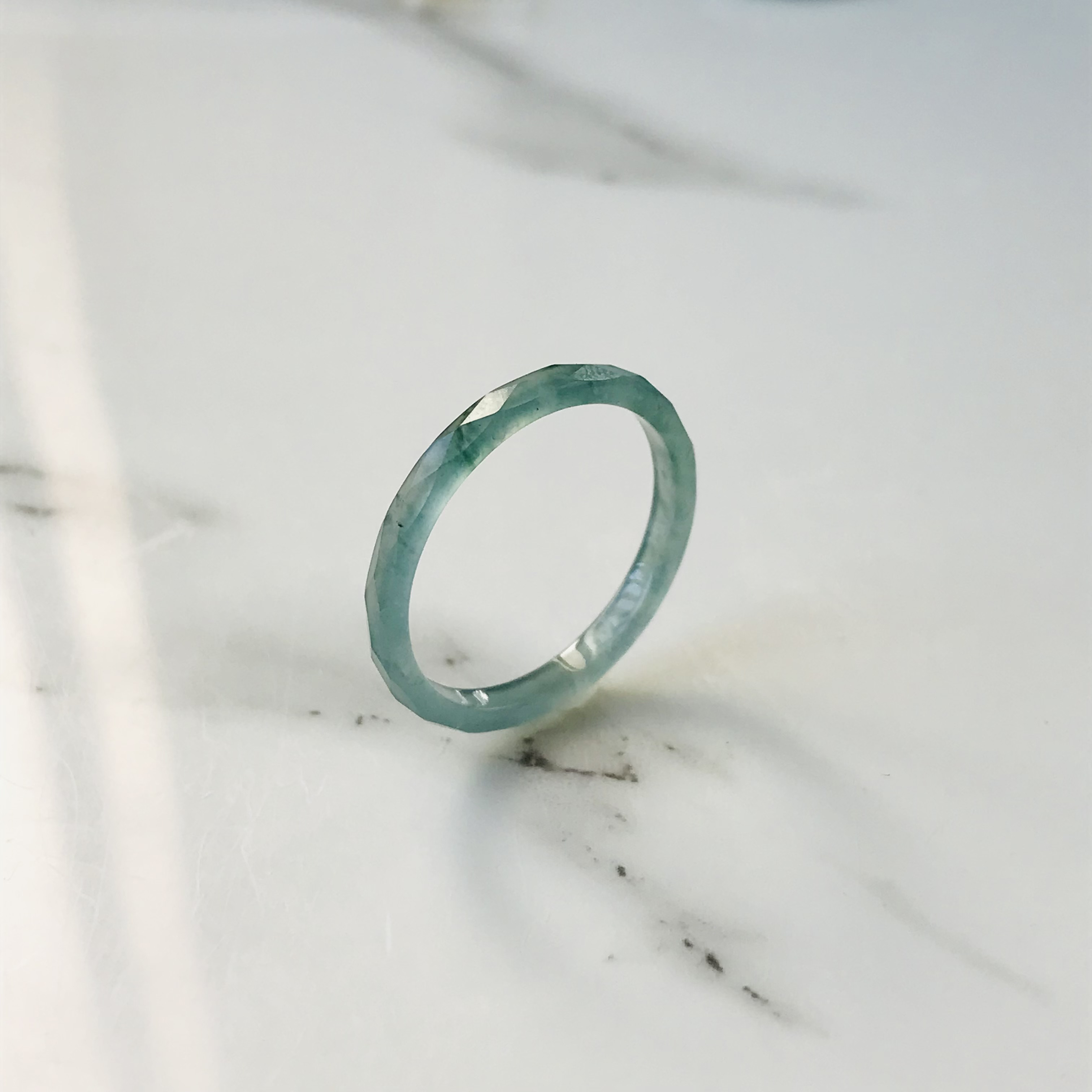 [R58-016］ ジェイド　JADE ヒスイ　本翡翠　くりぬき　リング　天然石　グアテマラ産　17号　ファセット 13,884円