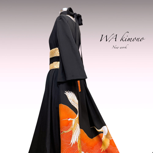 正絹 留袖ワンピース 着物ワンピース 黒留袖 衣装 フォーマル 結婚式