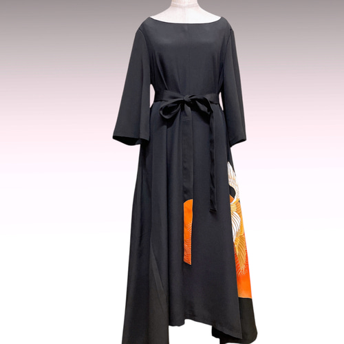 正絹 留袖ワンピース 着物ワンピース 黒留袖 衣装 フォーマル