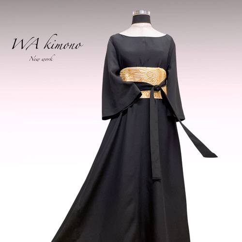彩　着物リメイク♪ 正絹黒留袖からタックワンピース❣️ 彩 着物リメイク♪ 正絹黒留袖からタックワンピース❣️ 着物リメイク