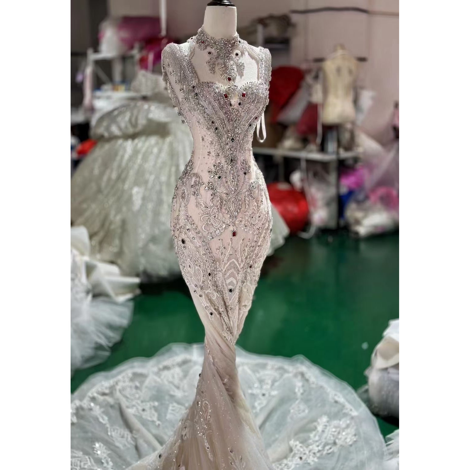 2024新作！ヴィンテージ　マーメイドドレス　たっぷりビジュー美品　サイズオーダー　高級感溢れる　エレガントなシルエット