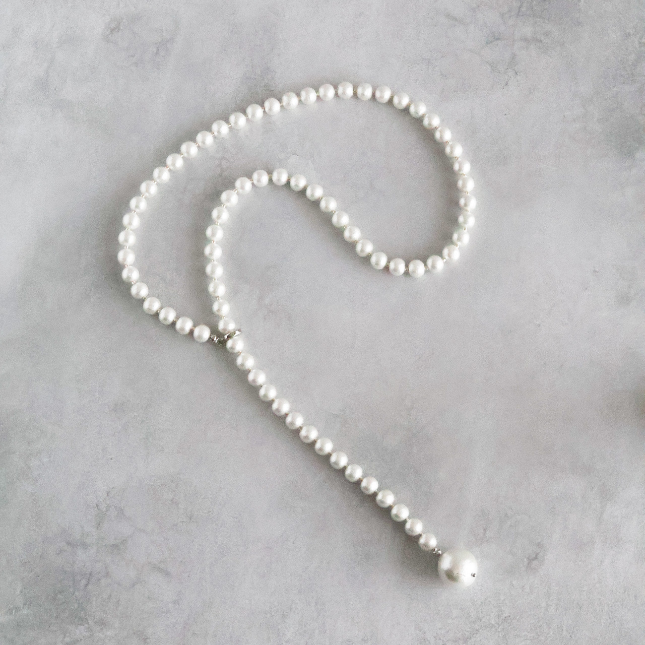 3way コットンパール Y字ネックレス（シルバー）