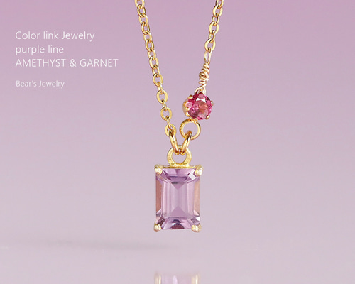 14KGF アンダルサイトとシャンパンガーネットのネックレス