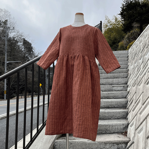 リネン柿渋染めワンピース25016 ワンピース 布一途 通販 18961322