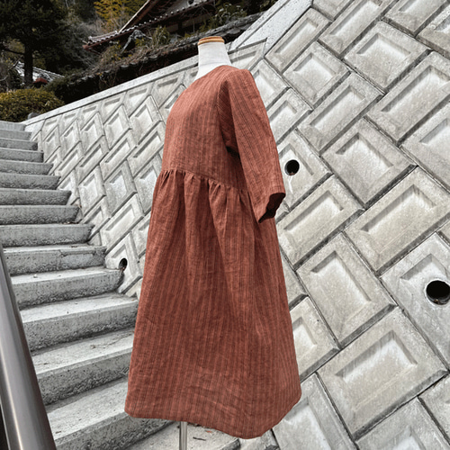 リネン柿渋染めワンピース25016 ワンピース 布一途 通販 18961322