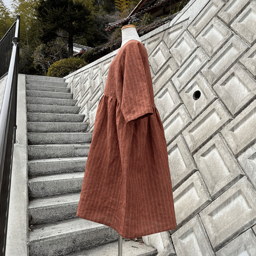 リネン柿渋染めワンピース25016 ワンピース 布一途 通販 18961322