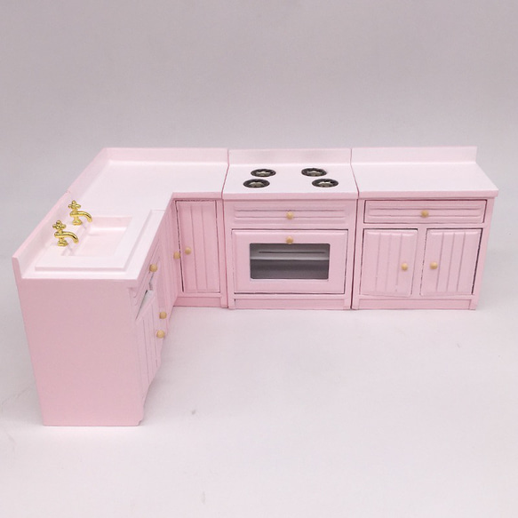 ドールハウスと家具4点セット ヴィンテージミニチュア家具 キッチン