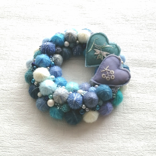 心ときめく♡毛糸玉のホワイトデーリース（Mサイズ） リース