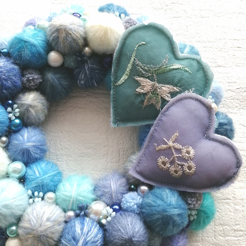 心ときめく♡毛糸玉のホワイトデーリース（Mサイズ） リース