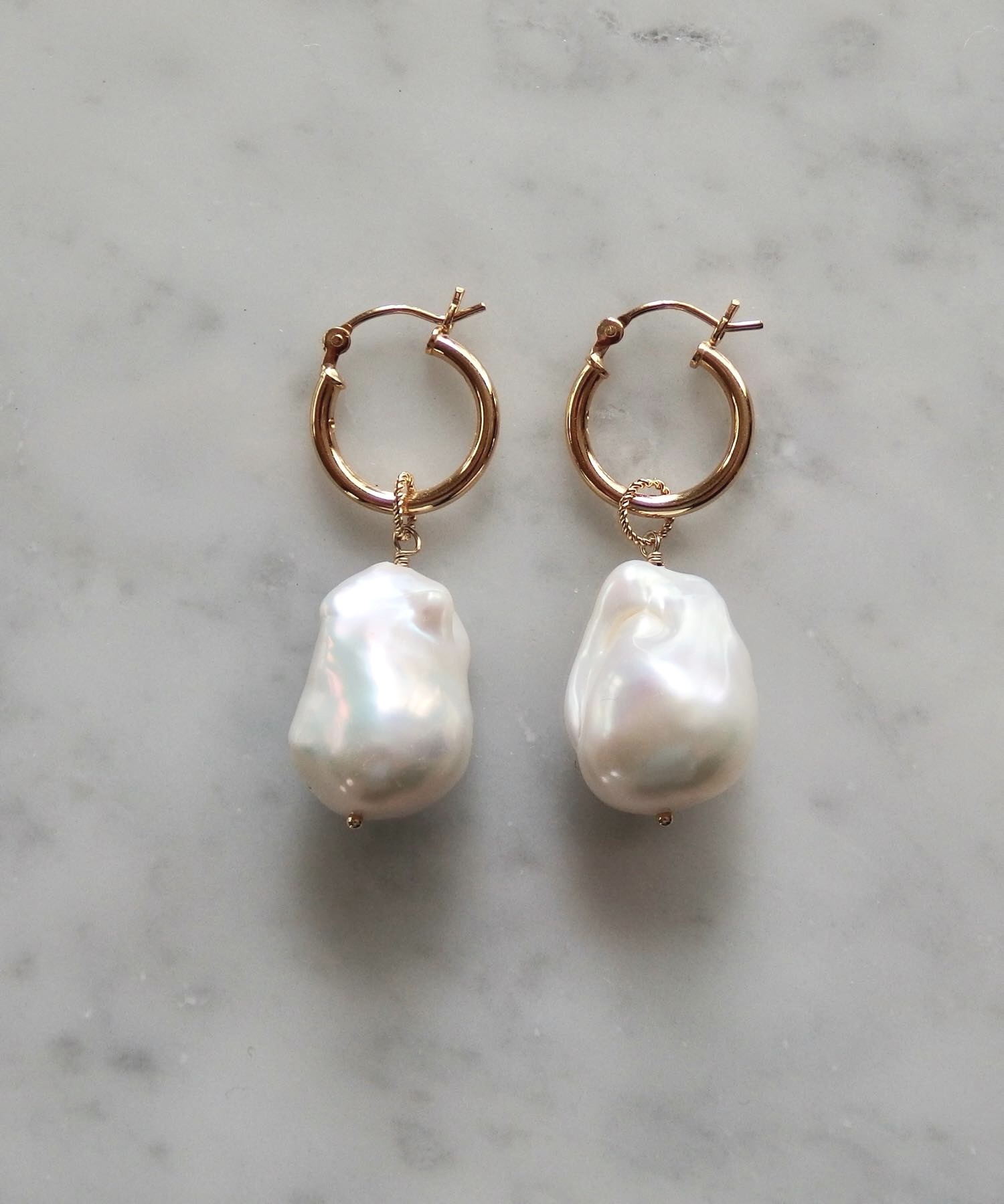 2wayピアス　淡水オイスターパール