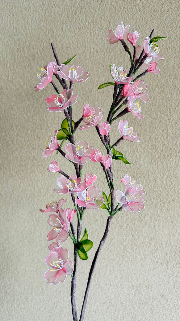 春のかご　　　アメリカンフラワー　（ディップフラワー） 春咲き桜の花 アメリカンフラワー ディップフラワー アート