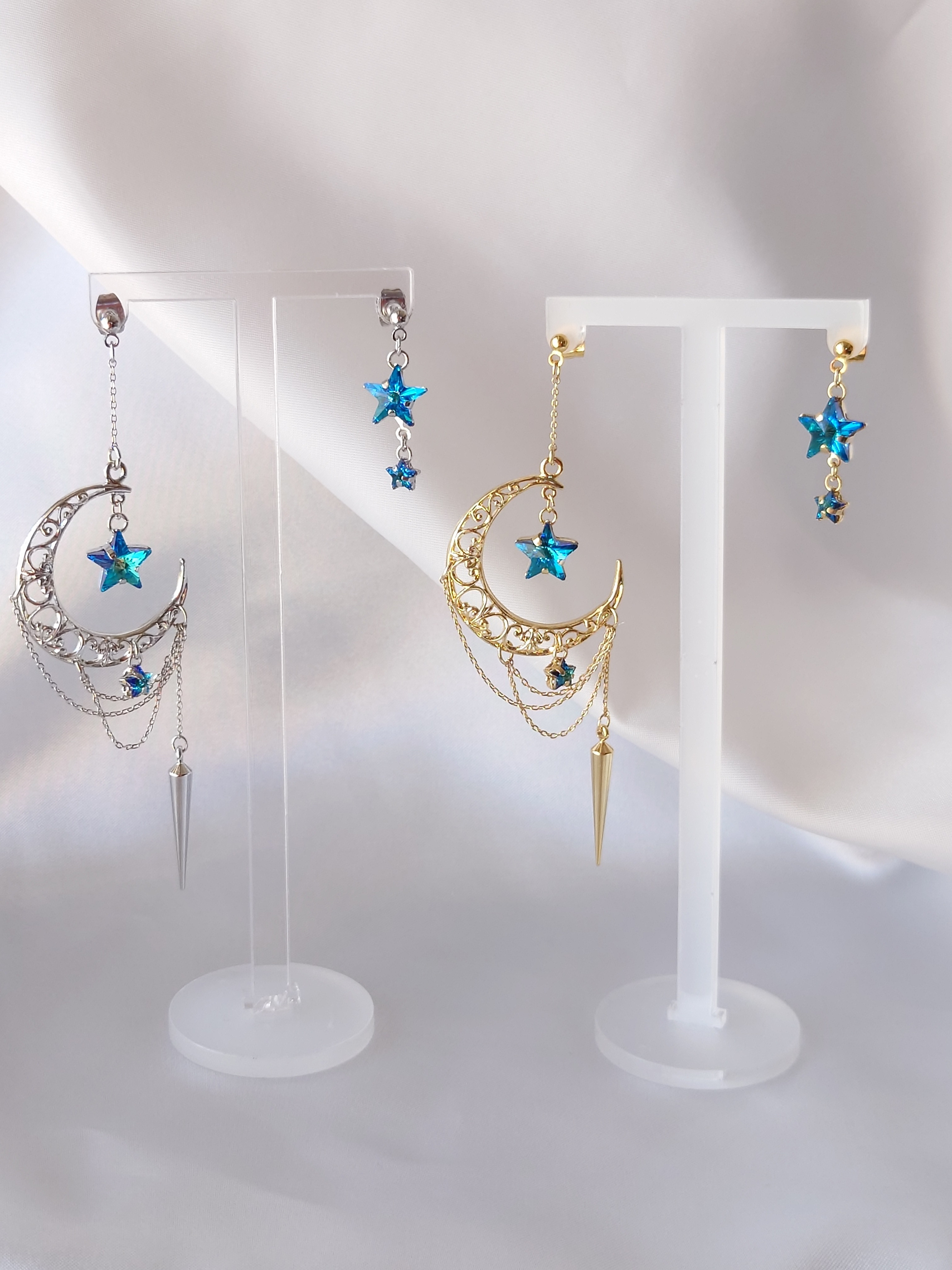 【夜空の輝き　ピアス/イヤリング】バミューダブルー