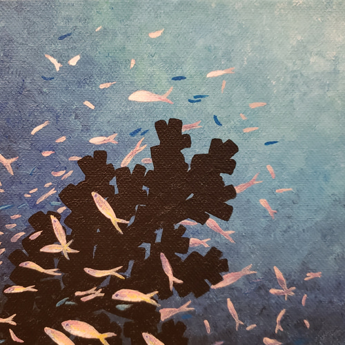 キャンバス原画「海の中の魚の群れ」 絵画 スキマ工房 通販 18963097