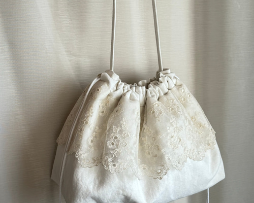 tsukuroite アンティークリネン巾着バッグ tsukuroite アンティーク