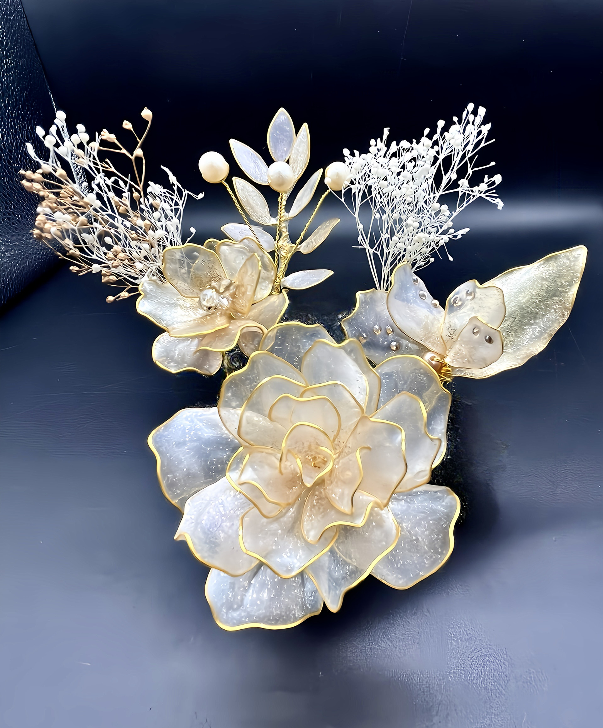 【再販3】白薔薇 の 髪飾り ⭐︎ アメリカンフラワー ⭐︎ 卒業式 結婚式 成人式 パーティー