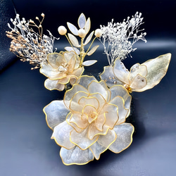 アメリカンフラワー　睡蓮　JUNさま専用 再販4】睡蓮 の 髪飾り ⭐︎ アメリカンフラワー コーム Nami's flower