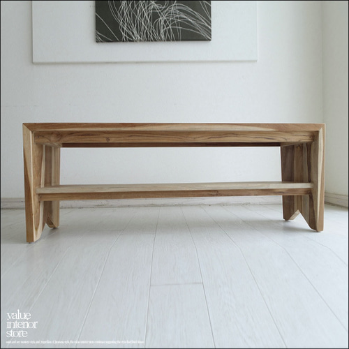 チーク無垢材 ベンチBanga/N 長椅子 ダイニングベンチ ナチュラル 椅子
