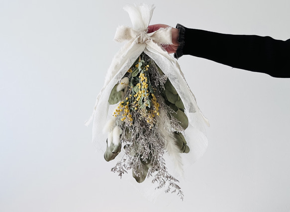 季節商品50％OFF】春 ミモザとユーカリのドライフラワースワッグ