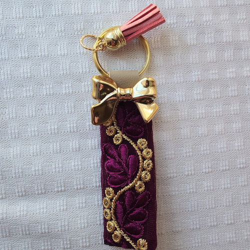 リボン インド刺繍リボンのキーホルダー・キーリング キーホルダー 涼