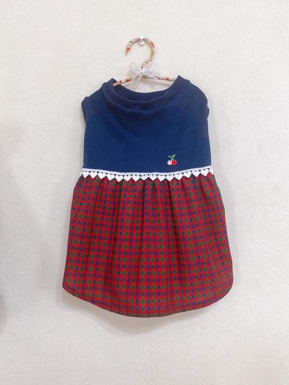 犬服ワンピース ファミリア風チェック ペット服・アクセサリー