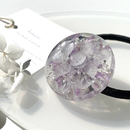 No.2440 ハンドメイド　ヘアゴム　レジン　ドライフラワー No.3066☆ハンドメイド☆ドライフラワー♡フラワーレジン