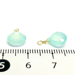 【天然石チャーム】シーブルーカルセドニー 8mm　マロン　14kgf　２個　ハンドメイド素材 4枚目の画像