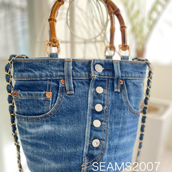 ハンドメイド デニムリメイク 【NEW】編み込みトートバッグ