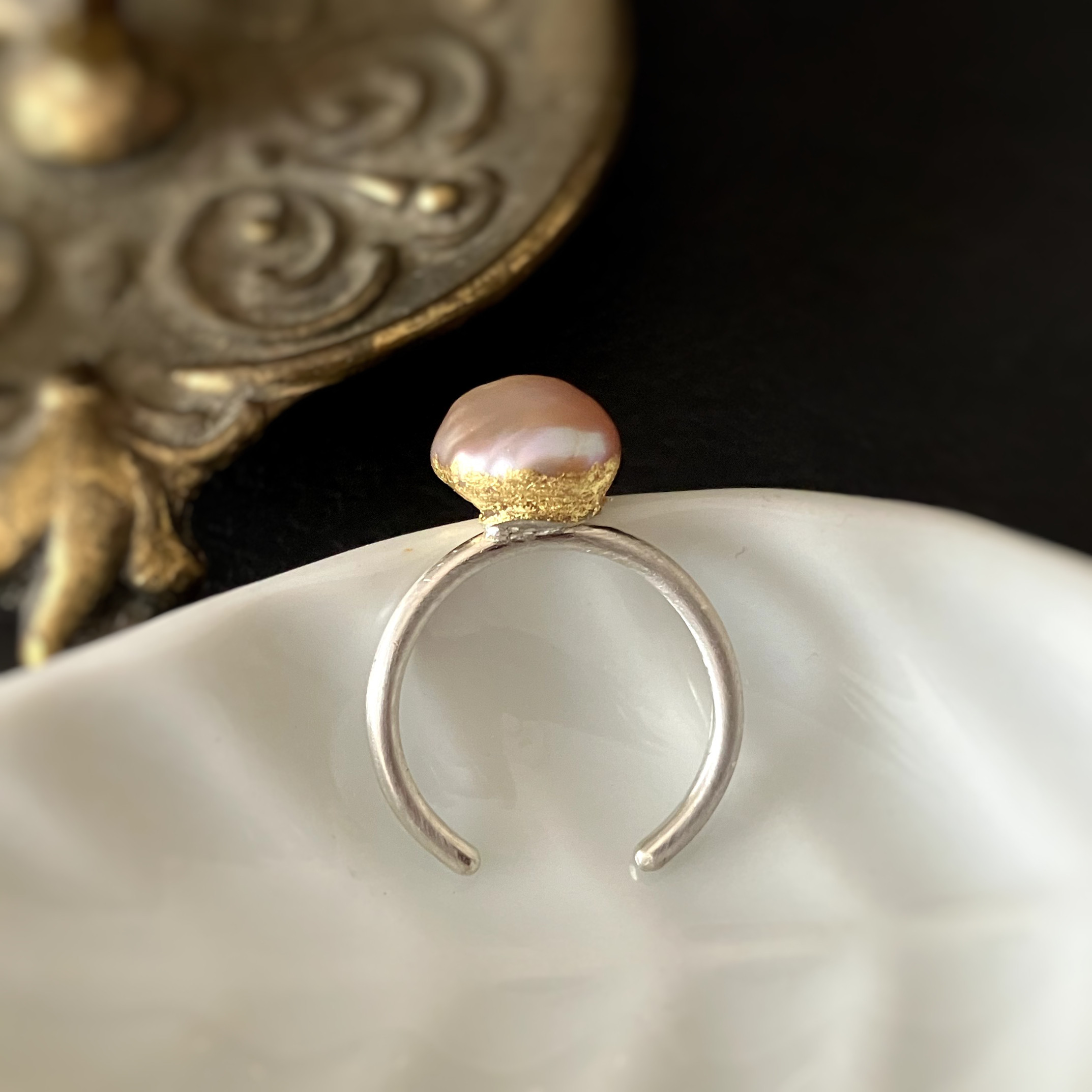 [金継ぎパールpink] ring - K22gold*silver