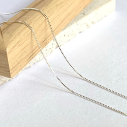 【Silver925ネックレス】スライドアジャスター付き45cm ボックスチェーン0.5mm幅　ハンドメイド素材 2枚目の画像