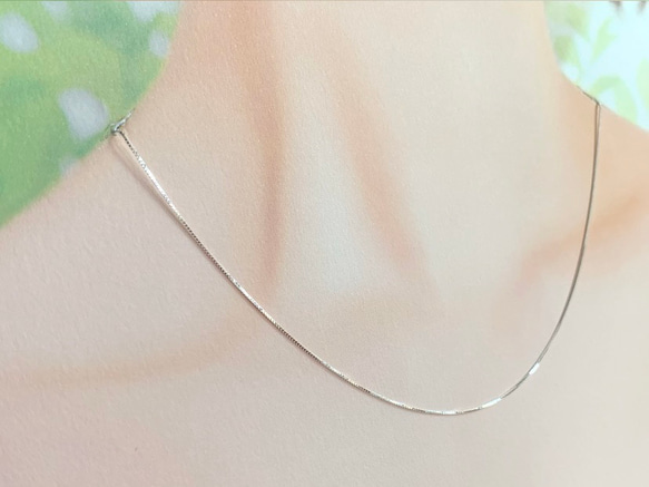 【Silver925ネックレス】スライドアジャスター付き45cm ボックスチェーン0.5mm幅　ハンドメイド素材 3枚目の画像