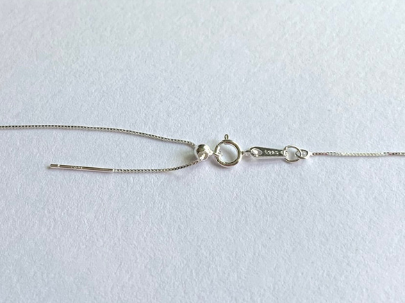 【Silver925ネックレス】スライドアジャスター付き45cm ボックスチェーン0.5mm幅　ハンドメイド素材 1枚目の画像