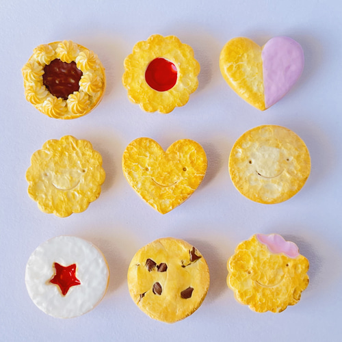 9個セット クッキーのマグネット 軽量紙粘土のフェイクスイーツ プチ