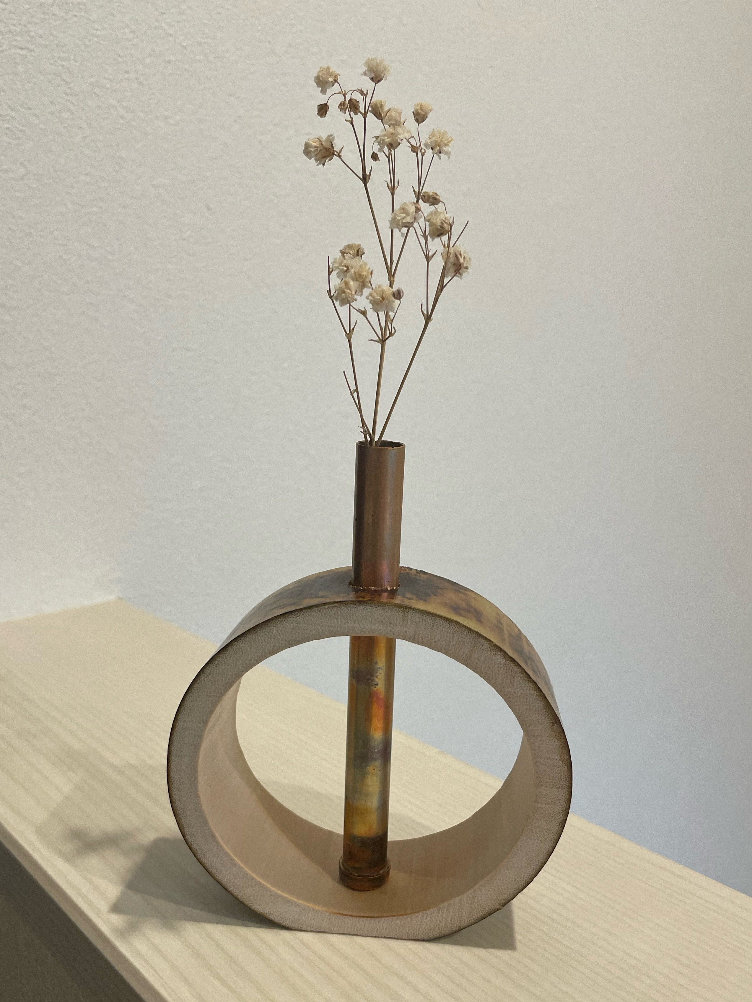 銅製竹筒形花器 [B27880]